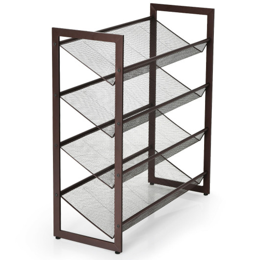 2-3-4 Tiers Flat and Slant Metal Shoe Rack for Entryway Hallway-4-Tier