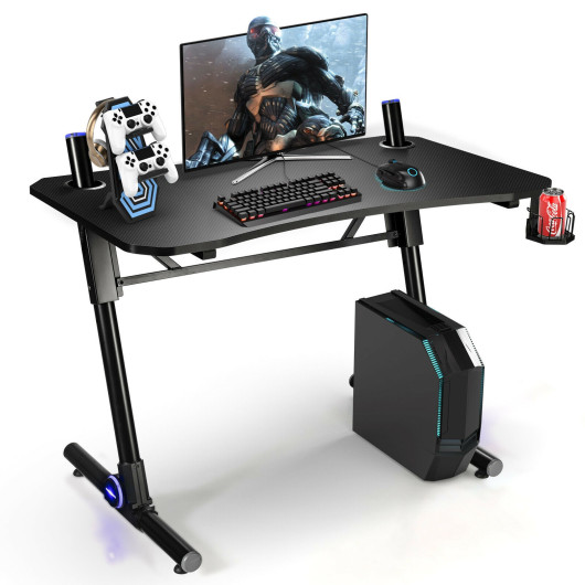 43.5 Inch Height Adjustable Gaming Desk with Blue LED Lights - Image 2