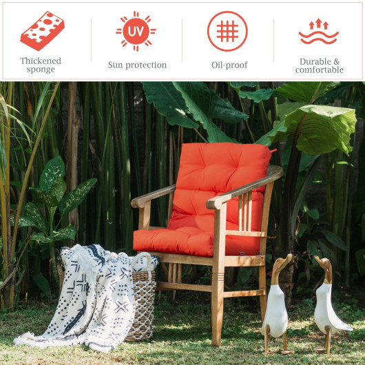 22 x 44 Inch Tufted Outdoor Patio Chair Seating Pad-Orange - Image 5