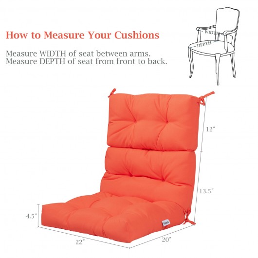 22 x 44 Inch Tufted Outdoor Patio Chair Seating Pad-Orange - Image 6