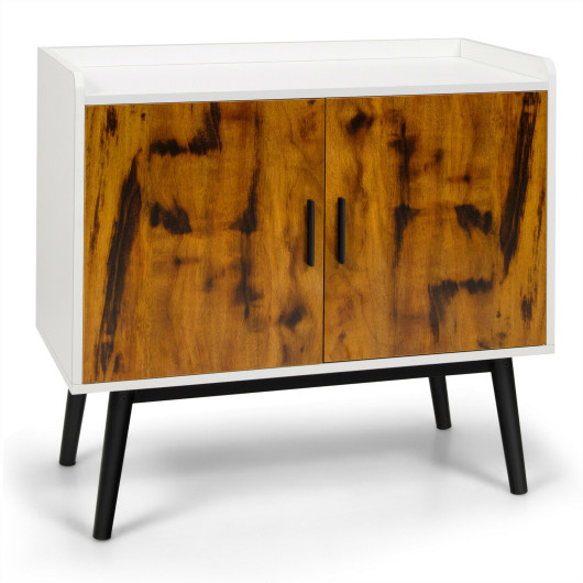 Mid-Century Wood Storage Cabinet with 2 Doors and Metal Legs for Entryway - Image 6