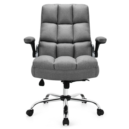 Adjustable Swivel Office Chair with High Back and Flip-up Arm for Home and Office-Gray - Image 5