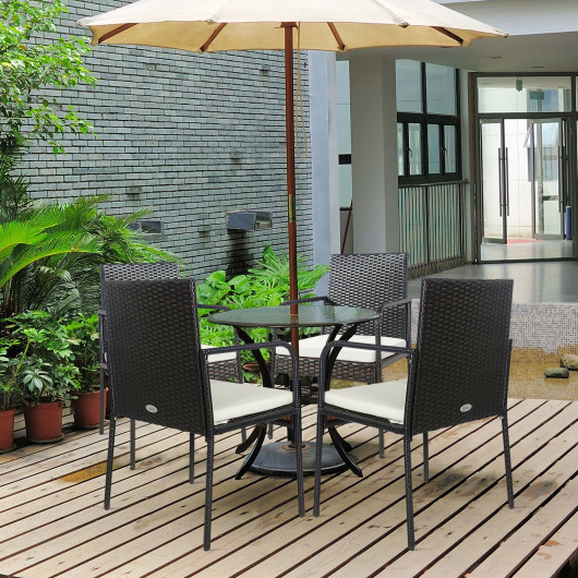 4 Pieces Patio Wicker Rattan Dining Set with Comfy Cushions - Image 5