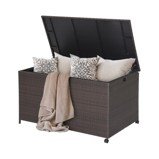 Outdoor Wicker Storage Box with Zippered Liner-133 Gallon - Image 4