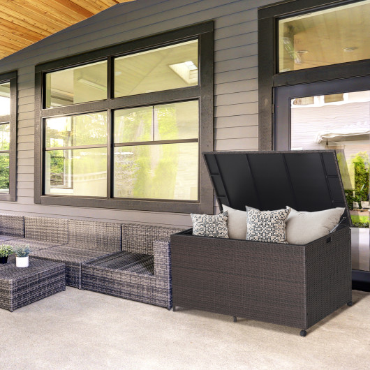 Outdoor Wicker Storage Box with Zippered Liner-133 Gallon - Image 5