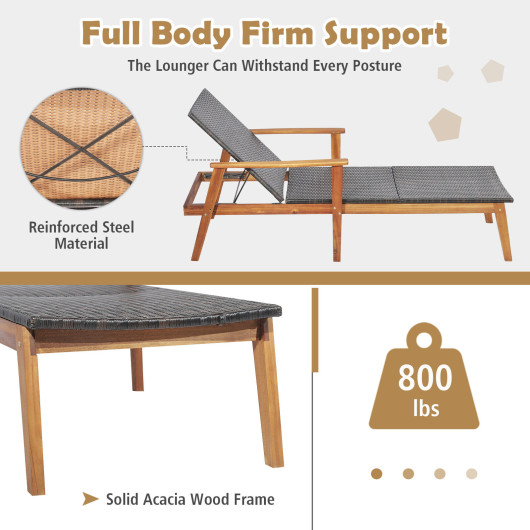 Patio Rattan Lounge Chair with 4-Position Adjustable Backrest - Image 3