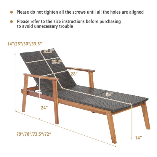 Patio Rattan Lounge Chair with 4-Position Adjustable Backrest - Image 4