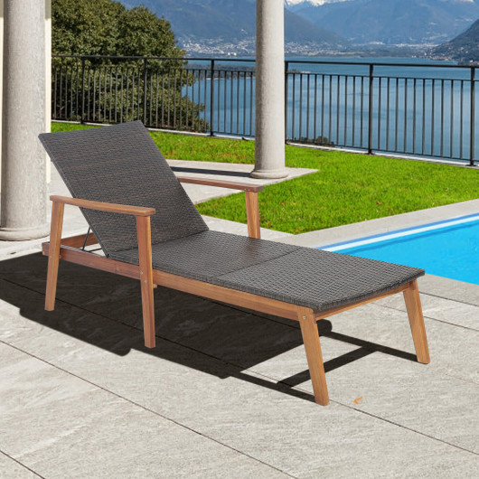 Patio Rattan Lounge Chair with 4-Position Adjustable Backrest - Image 5