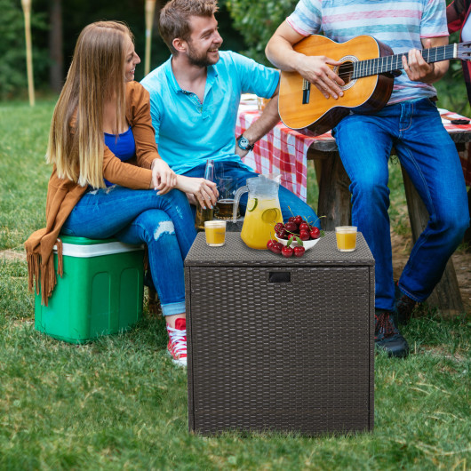 72 Gallon Rattan Outdoor Storage Box with Zippered Liner and Solid Pneumatic Rod - Image 6