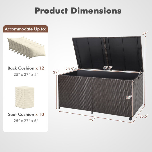 175 Gallon Outdoor Storage Box with Universal Wheels and Zippered Liner - Image 3