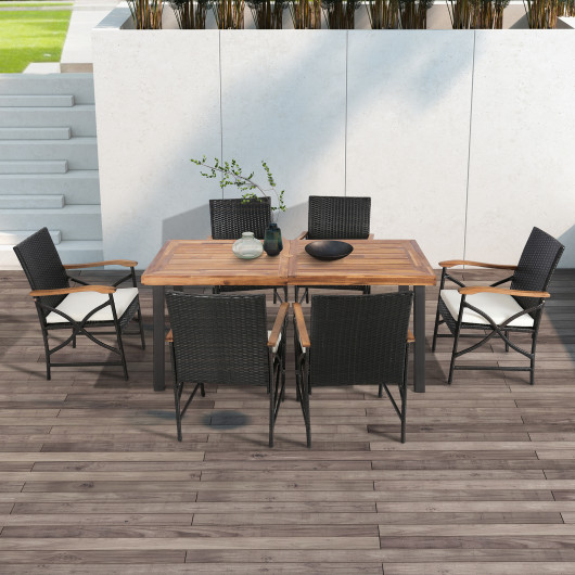 Set of 2-4 Patio Wicker Dining Chairs with Soft Zippered Cushion-Set of 2 - Image 5