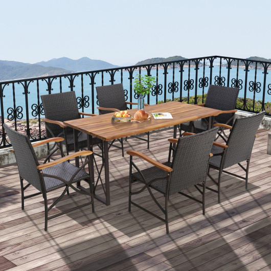 Set of 2-4 Patio Wicker Dining Chairs with Soft Zippered Cushion-Set of 2 - Image 6