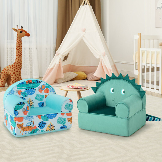 Kids Armchair with Plush Velvet Cover and Soft Sponge Filling-Blue - Image 2