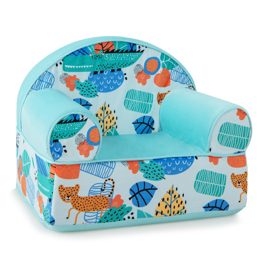 Kids Armchair with Plush Velvet Cover and Soft Sponge Filling-Blue - Image 5