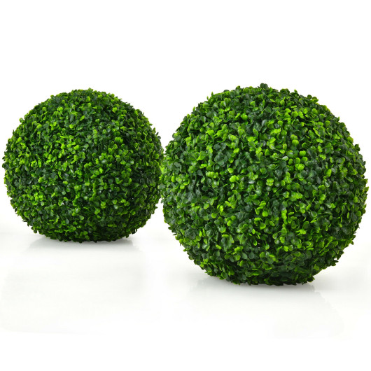 2 Pieces 15.7 Inch Artificial Boxwood Topiary Ball Tree Set - Image 5