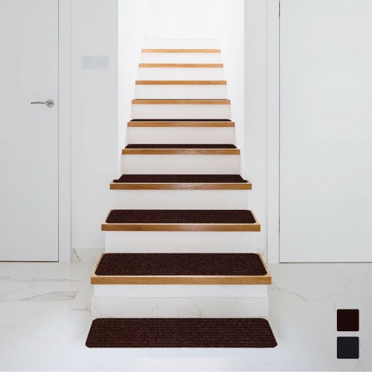 15 Pieces 30 x 8 Inch Slip Resistant Soft Stair Treads Carpet-Brown - Image 4