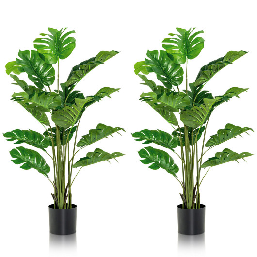 2 Pieces 5 Feet Artificial Monstera Tree Set - Image 3