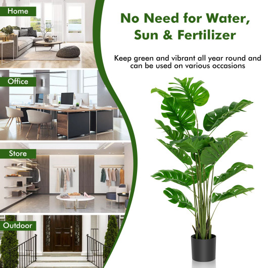 2 Pieces 5 Feet Artificial Monstera Tree Set - Image 5