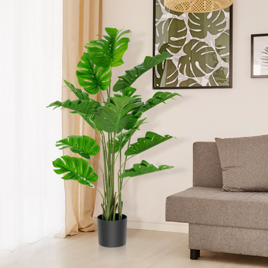 2 Pieces 5 Feet Artificial Monstera Tree Set - Image 4
