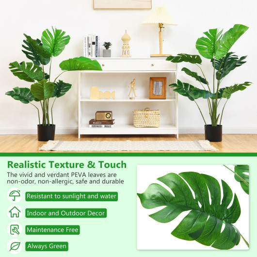 2 Pack Artificial Monstera Deliciosa Tree with 10 Leaves of Different Sizes - Image 6