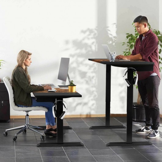 48 Inch Electric Sit to Stand Desk with Keyboard Tray-Rustic Brown - Image 6