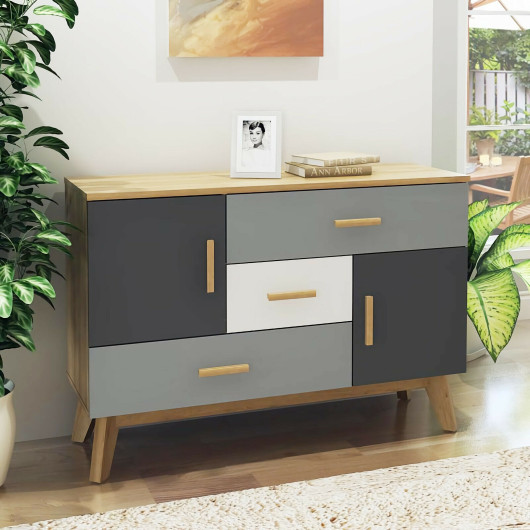 Free-standing Storage Floor Cabinet with 2 Doors and 3 Drawers - Image 5