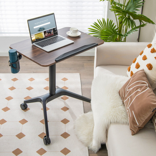 Pneumatic Standing Desk with Anti-fall Baffle and Cup Holder - Image 5