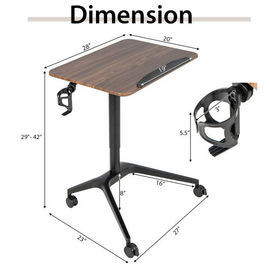 Pneumatic Standing Desk with Anti-fall Baffle and Cup Holder - Image 6