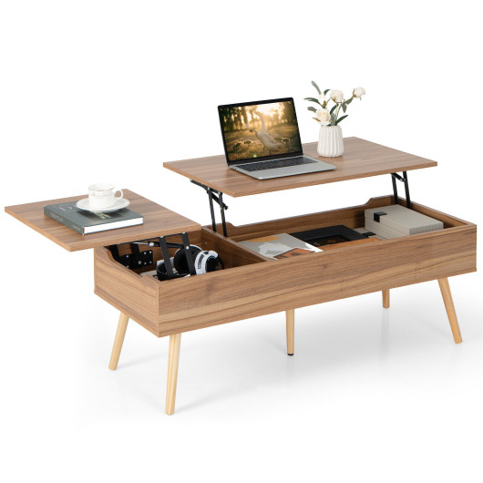 47 Inch Lift Top Coffee Table with 2 Hidden Compartments-Brown