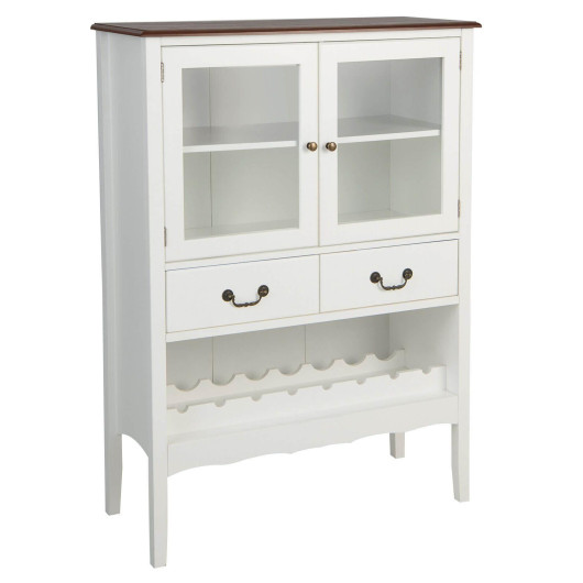 Sideboard Buffet Cabinet with 2 Tempered Glass Doors-White - Image 2