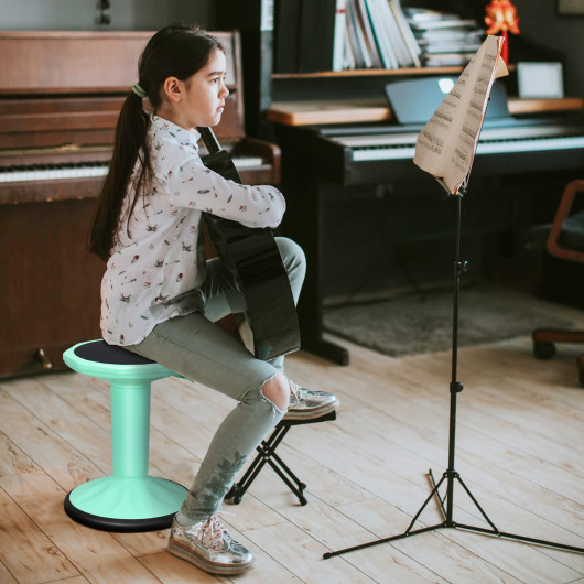 Adjustable Active Learning Stool Sitting Home Office Wobble Chair with Cushion Seat -Green - Image 4