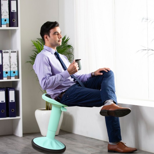 Adjustable Active Learning Stool Sitting Home Office Wobble Chair with Cushion Seat -Green - Image 5