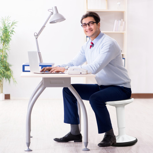 Adjustable Active Learning Stool Sitting Home Office Wobble Chair with Cushion Seat-White - Image 3
