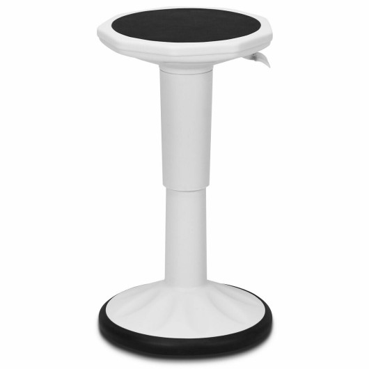 Adjustable Active Learning Stool Sitting Home Office Wobble Chair with Cushion Seat-White - Image 5