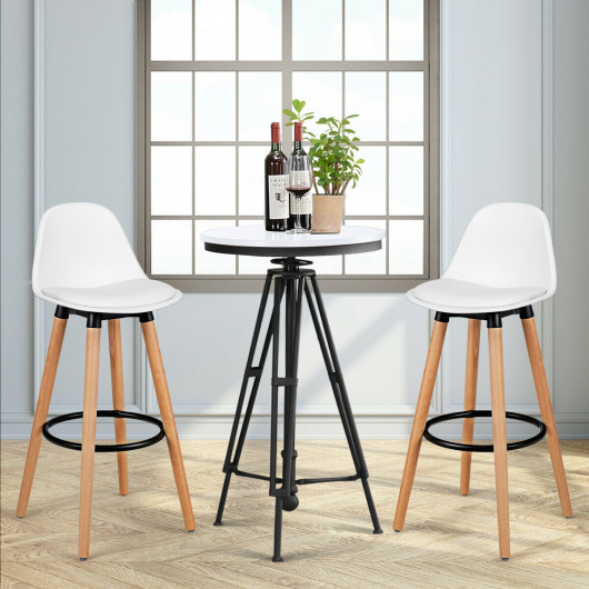 2 Pieces Mid Century Barstool 28.5 Inches Dining Pub Chair-White - Image 4