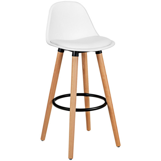 2 Pieces Mid Century Barstool 28.5 Inches Dining Pub Chair-White - Image 5