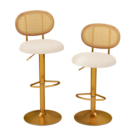 2 Pieces Bar Chairs with PE Rattan Backrest-360Swivel and Height Adjustable - Image 2