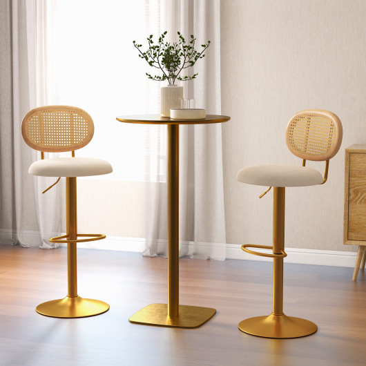 2 Pieces Bar Chairs with PE Rattan Backrest-360Swivel and Height Adjustable - Image 3