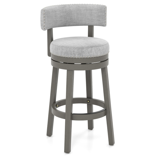 27-31 Inch Swivel Bar Stool with Upholstered Back Seat and Footrest-31 inches