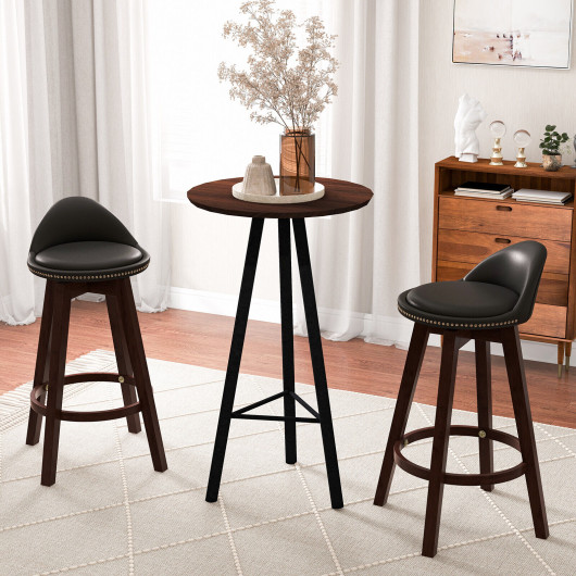 2 Pieces Cushioned Swivel Bar Stool Set with Low Back-Black - Image 3