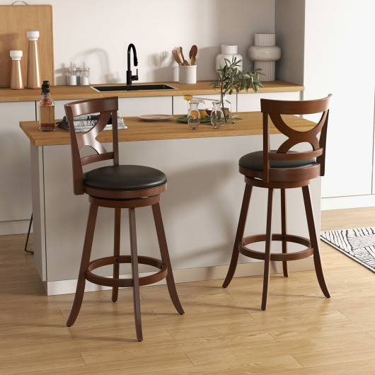 Swivel Bar Stools Set of 2 with Soft Cushion and Elegant Hollow Backrest-29 inches - Image 6
