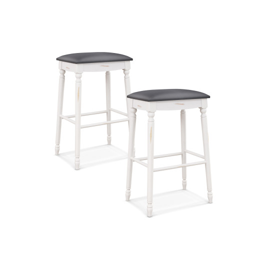 24"- 29" Bar Stool Set of 2 with Padded Seat Cushions and Wood Legs-29 inches