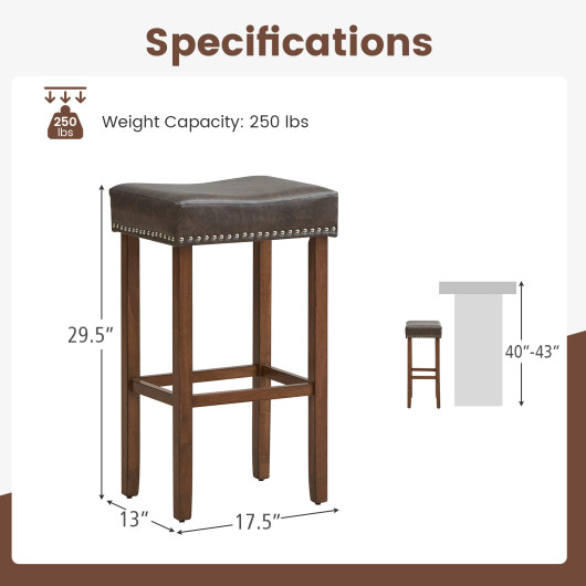 Upholstered Bar Stools Set of 2 with Footrests for Counter-Gray - Image 5