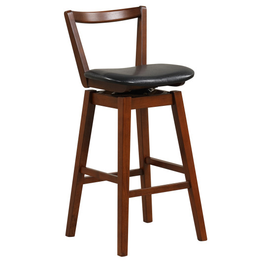 Swivel Upholstered PU Leather Stool with Backrest and Cushioned Seat-30.5 inches - Image 3