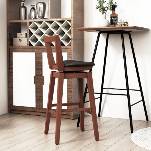 Swivel Upholstered PU Leather Stool with Backrest and Cushioned Seat-30.5 inches - Image 4