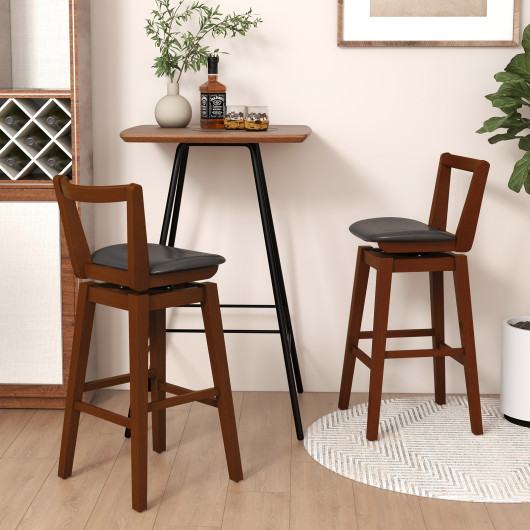 Swivel Upholstered PU Leather Stool with Backrest and Cushioned Seat-30.5 inches - Image 5