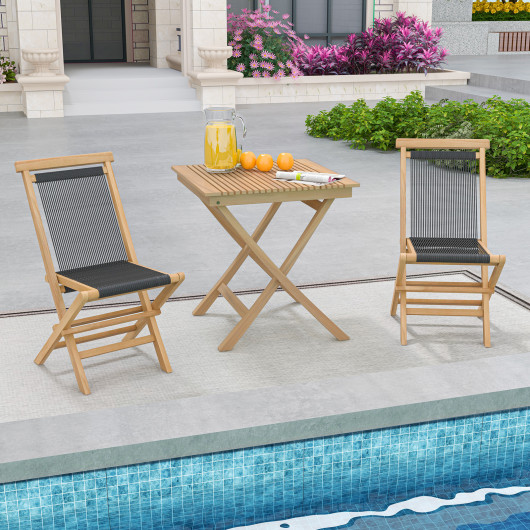 27.5 Inch Patio Bistro Table with Slatted Tabletop and Sturdy Wood Frame - Image 6