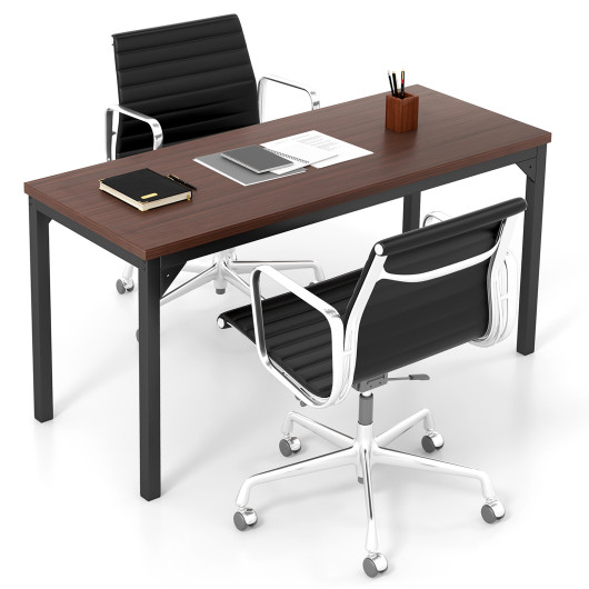 55 Inch Conference Table with Heavy-duty Metal Frame-Brown - Image 2