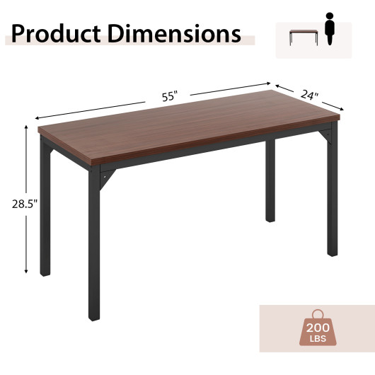 55 Inch Conference Table with Heavy-duty Metal Frame-Brown - Image 3