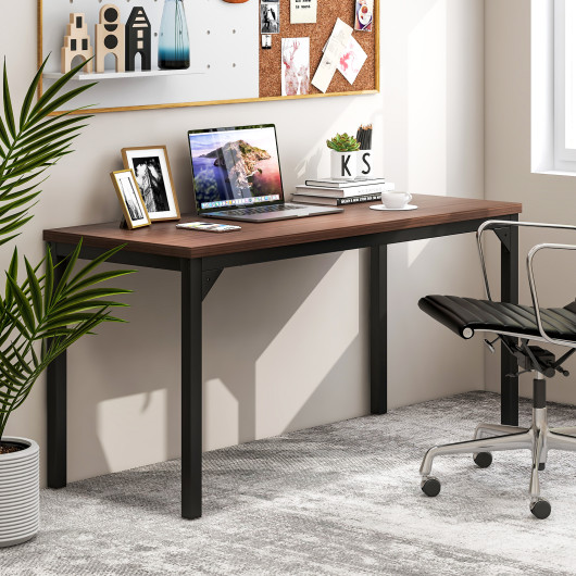 55 Inch Conference Table with Heavy-duty Metal Frame-Brown - Image 4